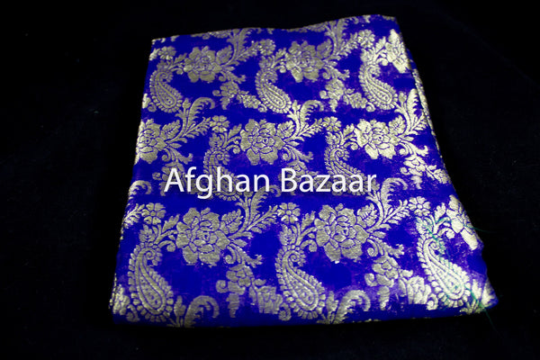 Lapis and Gold Shawl Banarasi - Afghan Bazaar