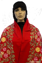 Embroidered Shawl - Red - Afghan Bazaar