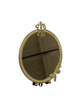 Gold Rhinestore Mirror with Bow Design - Oval