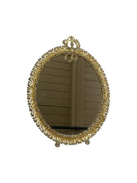Gold Rhinestone Mirror - Oval