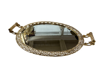 Oval Mirror Tray with Handles for Shirni
