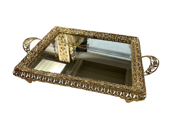 Rectangular Mirror Tray with Handles for Shirnee