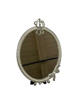 Silver Rhinestone Mirror with Bow Design - Oval