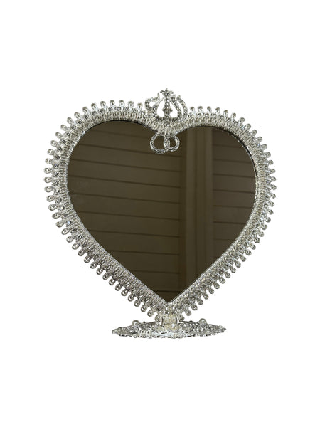 Silver Rhinestone Mirror Heart Design