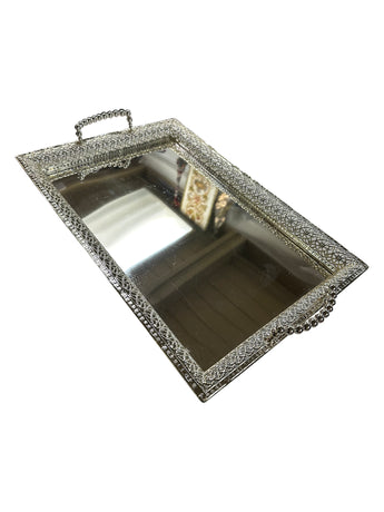 Small Wedding Tray With Handles in Silver