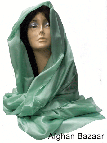 Aqua Green Silk Scarf - Afghan Bazaar