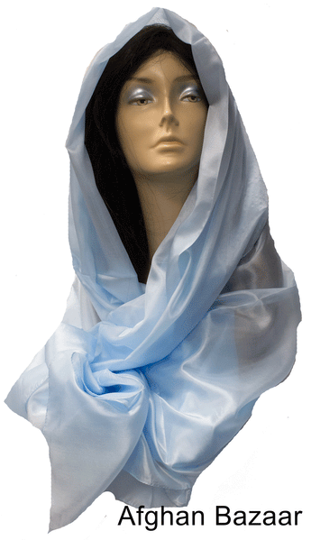 Baby Blue Silk Scarf - Afghan Bazaar