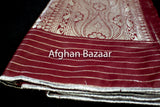 Burgundy and Gold Shawl Banarasi - Afghan Bazaar