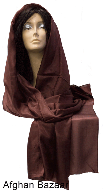 Dark Brown Silk Scarf - Afghan Bazaar