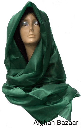Dark Green Silk Scarf - Afghan Bazaar