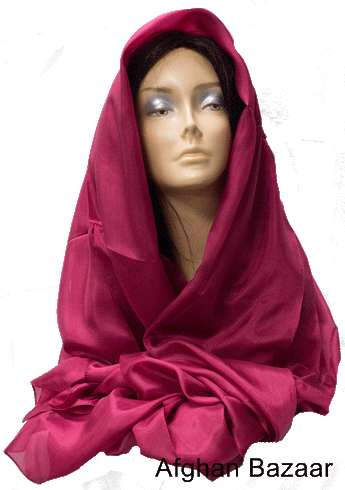 Dark Red Silk Scarf - Afghan Bazaar