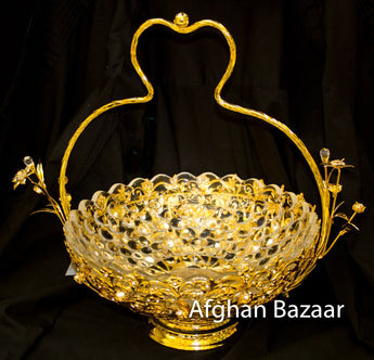 Gold Plate Basket for Lavz or Shernee Round - Afghan Bazaar