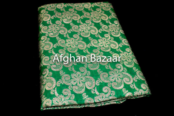 Green and Gold Shawl Banarasi - Afghan Bazaar