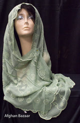 Georgette Silk Scarf with Design - Afghan Bazaar