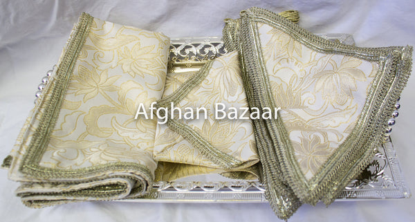 Ivory and gold Henna Wrap with Mirror Cover and Koran Cover - Afghan Bazaar