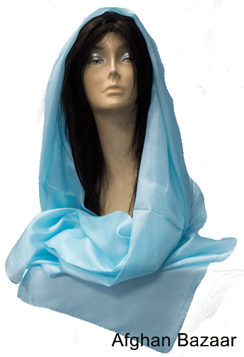Light Blue Silk Scarf - Afghan Bazaar