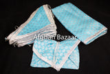 Light Blue and Silver Henna Wrap with Mirror Cover and Koran Cover - Afghan Bazaar