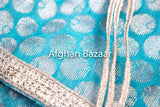Light Blue and Silver Henna Wrap with Mirror Cover and Koran Cover - Afghan Bazaar