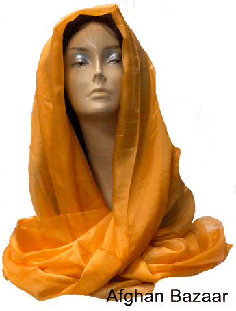 Orange Silk Scarf - Afghan Bazaar