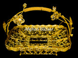 Rectangular Gold Plate Basket for Lavz or Shernee - Afghan Bazaar
