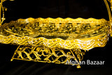 Rectangular Gold Plate Basket for Lavz or Shernee - Afghan Bazaar