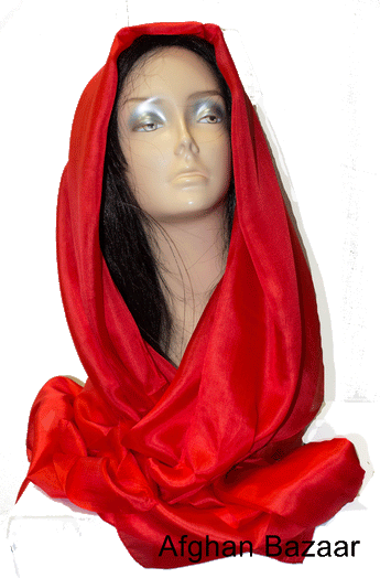 Red Silk Scarf - Afghan Bazaar