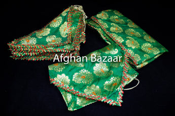 Red, Green and Gold Henna Wrap with Mirror Cover and Koran Cover - Afghan Bazaar