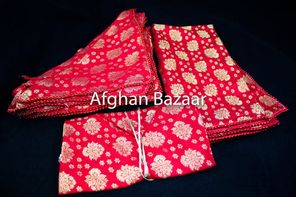 Red and gold Henna Wrap with Mirror Cover and Koran Cover - Afghan Bazaar