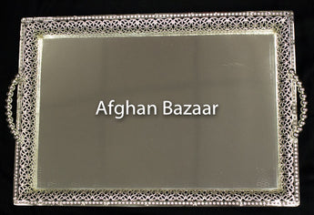 Silver Tray Rectangular - Afghan Bazaar