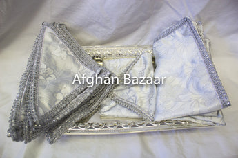Silver and White Henna Wrap with Mirror Cover and Koran Cover - Afghan Bazaar